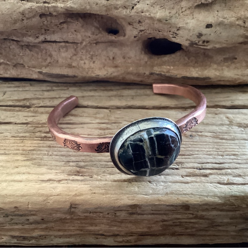Copper Cuff and Sterling Silver Cuff Bracelet - Picture 6 of 6
